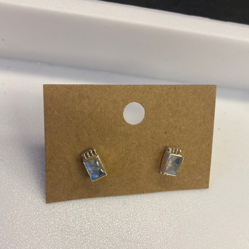 Moonstone stud earrings, Mounted in 925 sterling silver